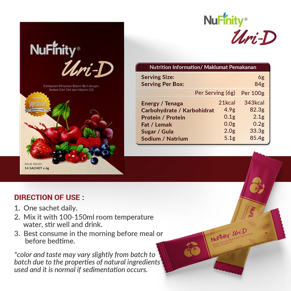 NuFinity UriD Botanical Beverage with Tart Cherry Powder and Vitamin