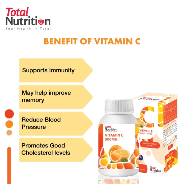 Total Nutrition Chewable Vitamin C 500MG 60S (Made in New Zealand) - 6 bottles - Image 2