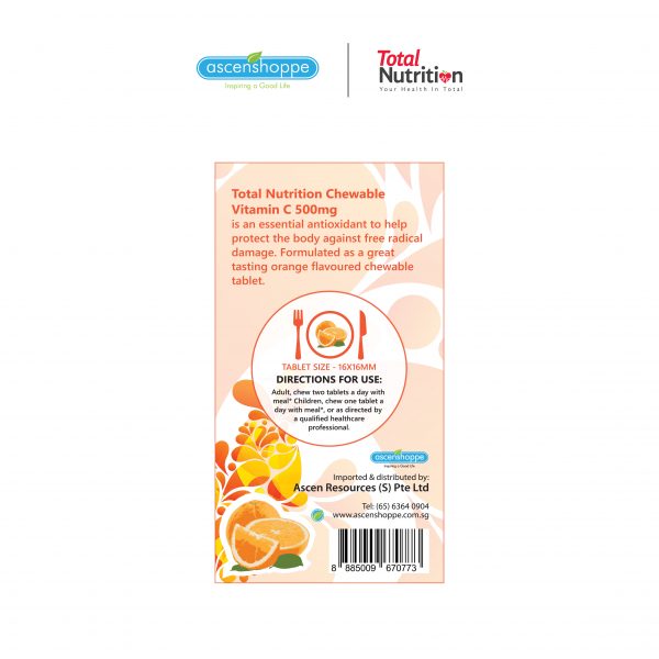 Total Nutrition Chewable Vitamin C 500MG 60S (Made in New Zealand) - 1 bottle - Image 5