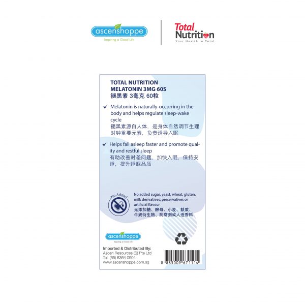 Total Nutrition Melatonin 3MG 60S - Image 5